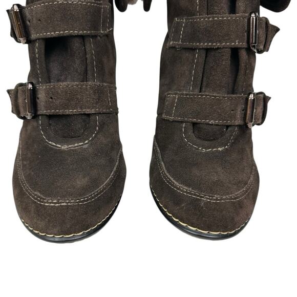 Sofft Skagen Leather Shearling Heeled Boots Brown Size 8.5 - Picture 2 of 8